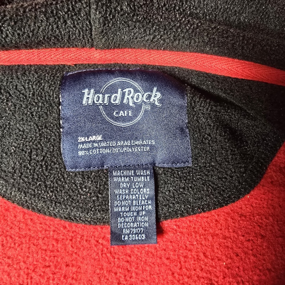 Hard Rock Cafe Men's Red London Full Zip Hoodie Sz 2XL Stitched Graphic - Picture 6 of 10